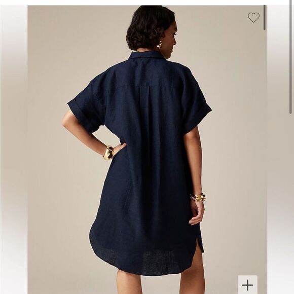 J. Crew Linen Shirt Dress Midi Relaxed-fit short-sleeve - Picture 3 of 11